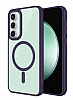 Eiroo Luxe Samsung Galaxy S23 FE Magsafe zellikli Silikon Kenarl Mor Rubber Klf