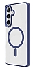 Eiroo Luxe Samsung Galaxy S24 Plus Magsafe zellikli Silikon Kenarl Lacivert Rubber Klf