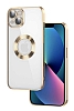 Eiroo Luxury Clear iPhone 13 Kamera Korumal Gold Silikon Klf
