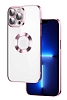 Eiroo Luxury Clear iPhone 13 Pro Kamera Korumal Rose Gold Silikon Klf
