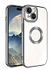 Eiroo Luxury Clear iPhone 15 Plus Kamera Korumal Koyu Gri Silikon Klf