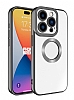 Eiroo Luxury Clear iPhone 15 Pro Kamera Korumal Koyu Gri Silikon Klf