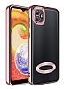 Eiroo Luxury Clear Samsung Galaxy A04 Kamera Korumal Rose Gold Silikon Klf