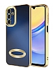 Eiroo Luxury Clear Samsung Galaxy A15 Kamera Korumal Gold Silikon Klf