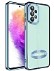 Eiroo Luxury Clear Samsung Galaxy A32 4G Kamera Korumal Mavi Silikon Klf