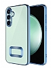 Eiroo Luxury Clear Samsung Galaxy A35 Kamera Korumal Mavi Silikon Klf