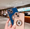 Eiroo Luxury Protection iPhone 12 Kamera Korumal Mavi Silikon Klf - Resim 4