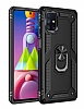 Eiroo Magnet Ring Samsung Galaxy M51 Ultra Koruma Siyah Klf