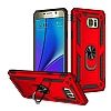 Eiroo Magnet Ring Samsung Galaxy Note 5 Ultra Koruma Krmz Klf