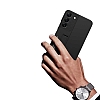 Eiroo Matte Slim Samsung Galaxy S22 5G Standl Siyah Rubber Klf - Resim 8