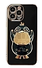 Eiroo rdek iPhone 12 Pro Max Standl Siyah Silikon Klf