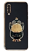 Eiroo rdek Samsung Galaxy A50 Standl Siyah Silikon Klf