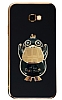 Eiroo rdek Samsung Galaxy J4 Plus Standl Siyah Silikon Klf