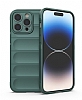 Eiroo Puffer iPhone 15 Pro Max Koyu Yeil Silikon Klf