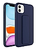 Eiroo Qstand iPhone 11 Lacivert Silikon Klf
