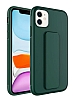 Eiroo Qstand iPhone 12 Yeil Silikon Klf