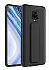Eiroo Qstand Xiaomi Redmi Note 9 Pro Max Siyah Silikon Klf