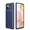 Eiroo Rugged Carbon Samsung Galaxy A12 Lacivert Silikon Klf