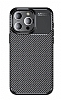 Eiroo Rugged Carbon iPhone 15 Pro Siyah Silikon Klf - Resim 1
