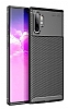 Eiroo Rugged Carbon Samsung Galaxy Note 10 Plus Siyah Silikon Klf
