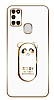 Eiroo Samsung Galaxy A21s Baby Panda Standl Beyaz Silikon Klf