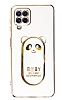 Eiroo Samsung Galaxy A22 4G Baby Panda Standl Beyaz Silikon Klf