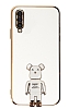 Eiroo Samsung Galaxy A30S Baby Bear Standl Beyaz Silikon Klf