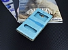Samsung Galaxy A9 Gizli Mknatsl ift Pencereli Mavi Deri Klf - Resim: 2