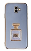 Eiroo Samsung Galaxy J6 Plus Aynal Parfm Standl Mavi Silikon Klf
