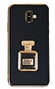 Eiroo Samsung Galaxy J6 Plus Aynal Parfm Standl Siyah Silikon Klf