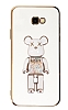 Eiroo Samsung Galaxy J4 Plus Candy Bear Standl Beyaz Silikon Klf