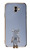 Eiroo Samsung Galaxy J6 Plus Baby Bear Standl Mavi Silikon Klf