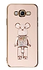 Eiroo Samsung Galaxy J7 / J7 Core Candy Bear Standl Pembe Silikon Klf