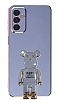 Eiroo Samsung Galaxy M13 Baby Bear Standl Mavi Silikon Klf