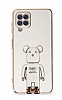 Eiroo Samsung Galaxy M32 Baby Bear Standl Beyaz Silikon Klf