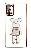 Eiroo Samsung Galaxy Note 20 Candy Bear Standl Beyaz Silikon Klf