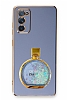 Eiroo Samsung Galaxy S20 FE Parfm iesi Standl Mavi Silikon Klf