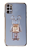 Eiroo Samsung Galaxy S20 Plus Candy Bear Standl Mavi Silikon Klf
