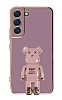 Eiroo Samsung Galaxy S21 FE 5G Baby Bear Standl Mor Silikon Klf