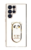 Eiroo Samsung Galaxy S22 Ultra 5G Baby Panda Standl Beyaz Silikon Klf
