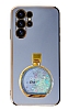 Eiroo Samsung Galaxy S23 Ultra Parfm iesi Standl Mavi Silikon Klf