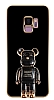 Eiroo Samsung Galaxy S9 Baby Bear Standl Siyah Silikon Klf