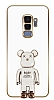 Eiroo Samsung Galaxy S9 Plus Baby Bear Standl Beyaz Silikon Klf