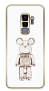 Eiroo Samsung Galaxy S9 Plus Candy Bear Standl Kamera Korumal Beyaz Silikon Klf