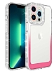 Eiroo Shimmer iPhone 12 Pro Max Kamera Korumal Beyaz-Pembe Silikon Klf