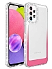 Eiroo Shimmer Samsung Galaxy A33 5G Kamera Korumal Beyaz-Pembe Silikon Klf