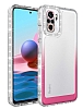 Eiroo Shimmer Xiaomi Redmi Note 10S Kamera Korumal Beyaz-Pembe Silikon Klf