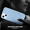 Eiroo Silvery iPhone 13 Mini Simli Mavi Silikon Klf - Resim 3