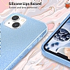 Eiroo Silvery iPhone 13 Mini Simli Mavi Silikon Klf - Resim 1