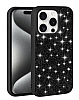 Eiroo Stone iPhone 15 Pro Max Tal Siyah Silikon Klf